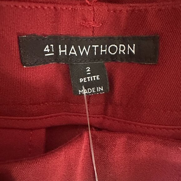 41 Hawthorn Pants 2P Becca Straight Leg Burgundy Ponte Stretch Tailored Preppy - Picture 13 of 15